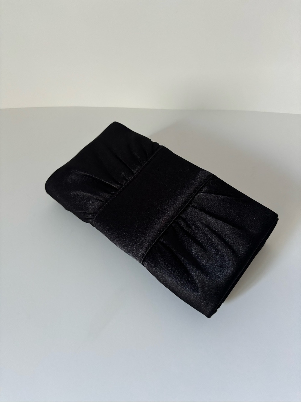 Style & Co. Black Satin Fold-Over Clutch with Bow Accent